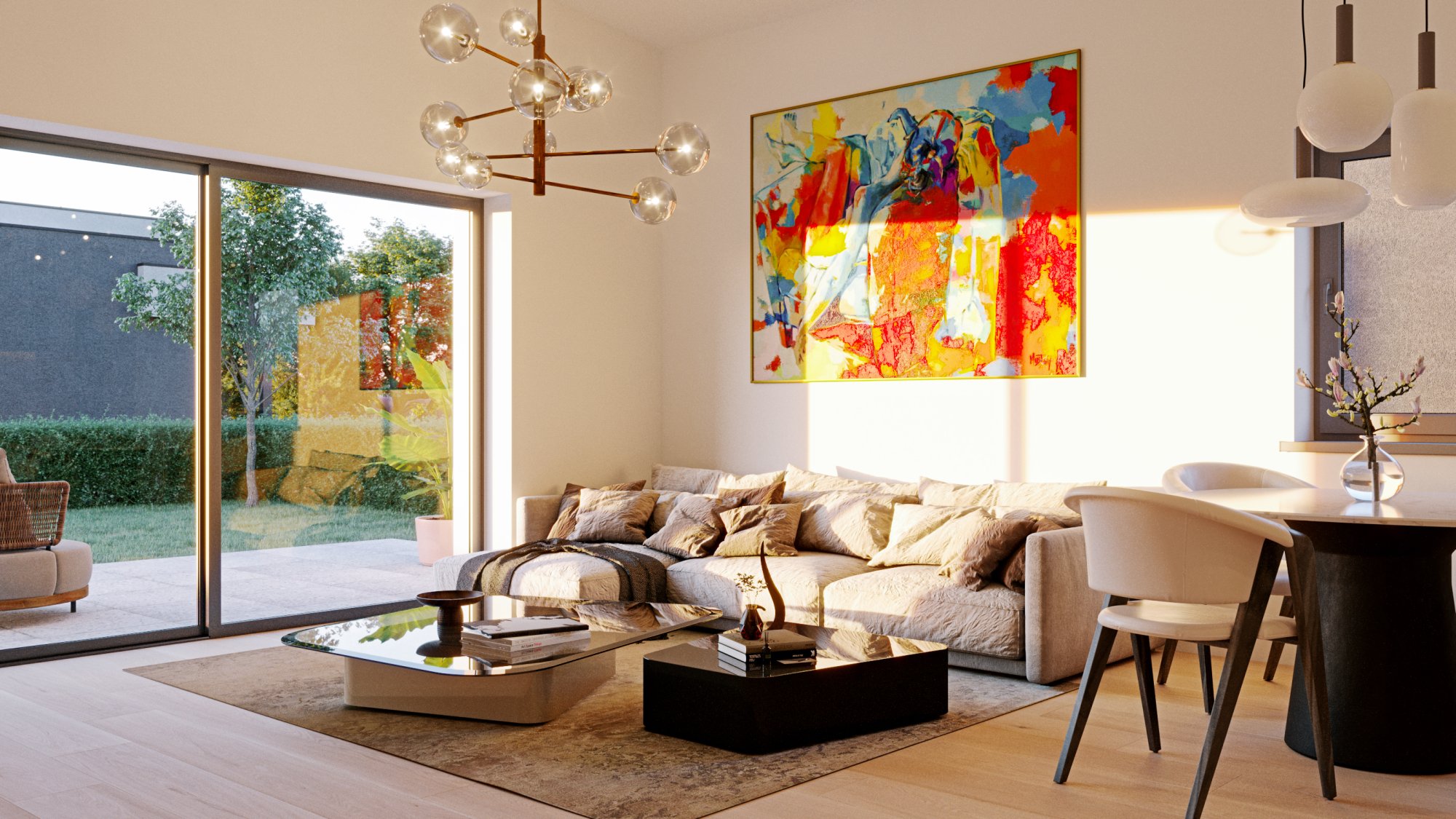 Moderný interiér obývačky | Vizualizácie