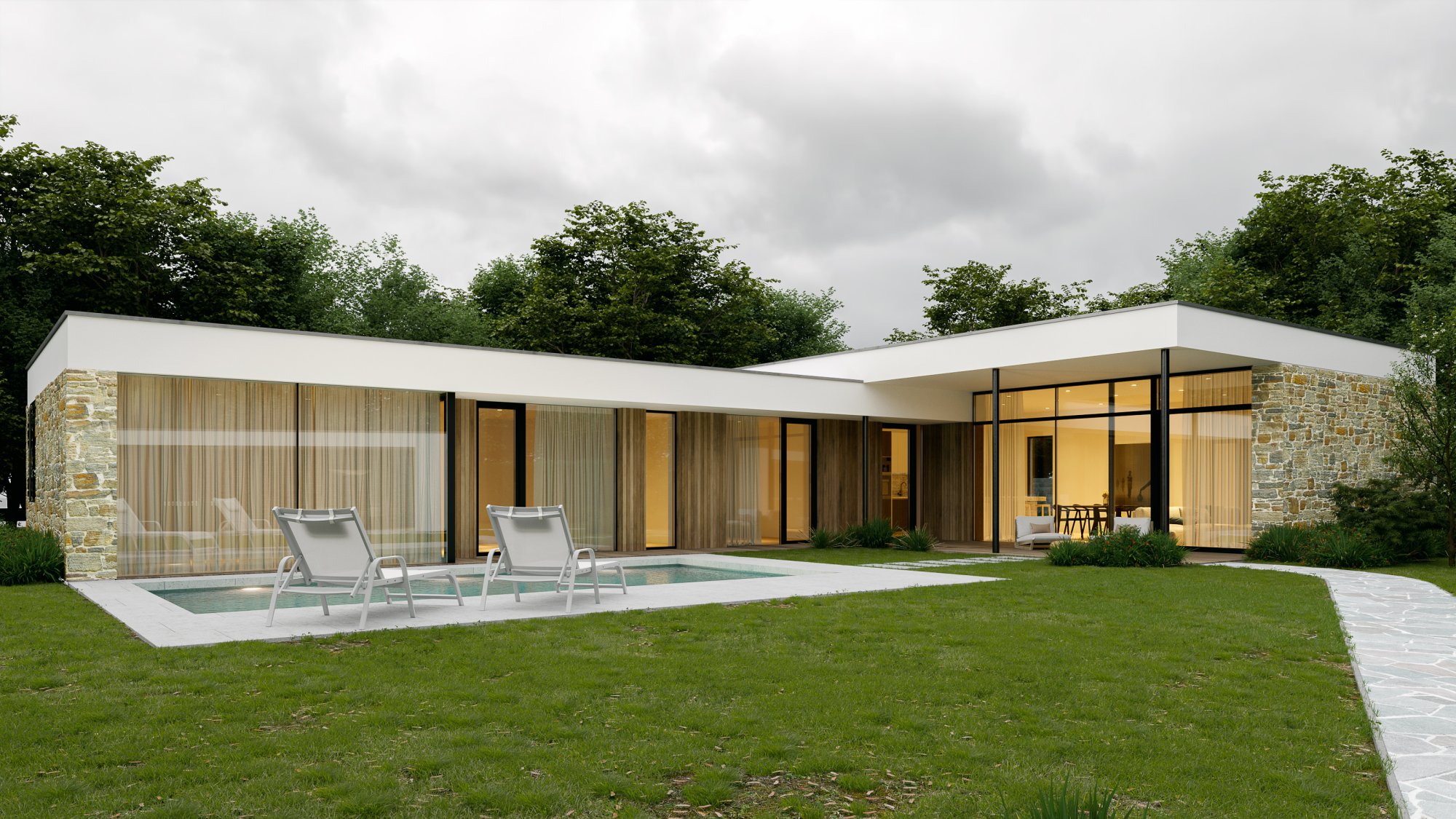 Jednopodlažný rodinný dom v tvare L, Žiar nad Hronom | Architektúra